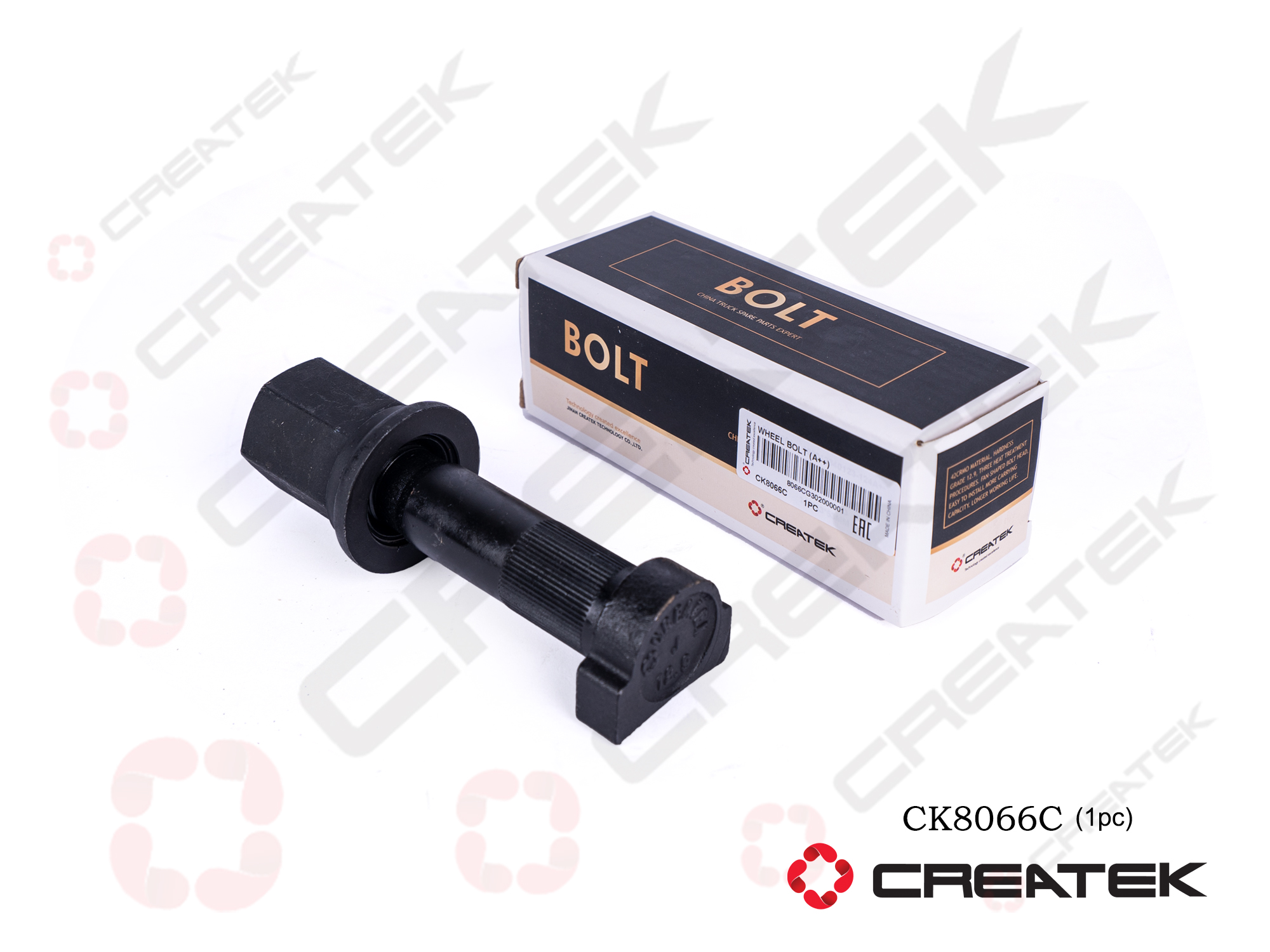 Шпилька колеса с гайкой CREATEK D-23 L-118 (10.9) с насечкой ЗАКРЫТАЯ (199012340123-118A++)