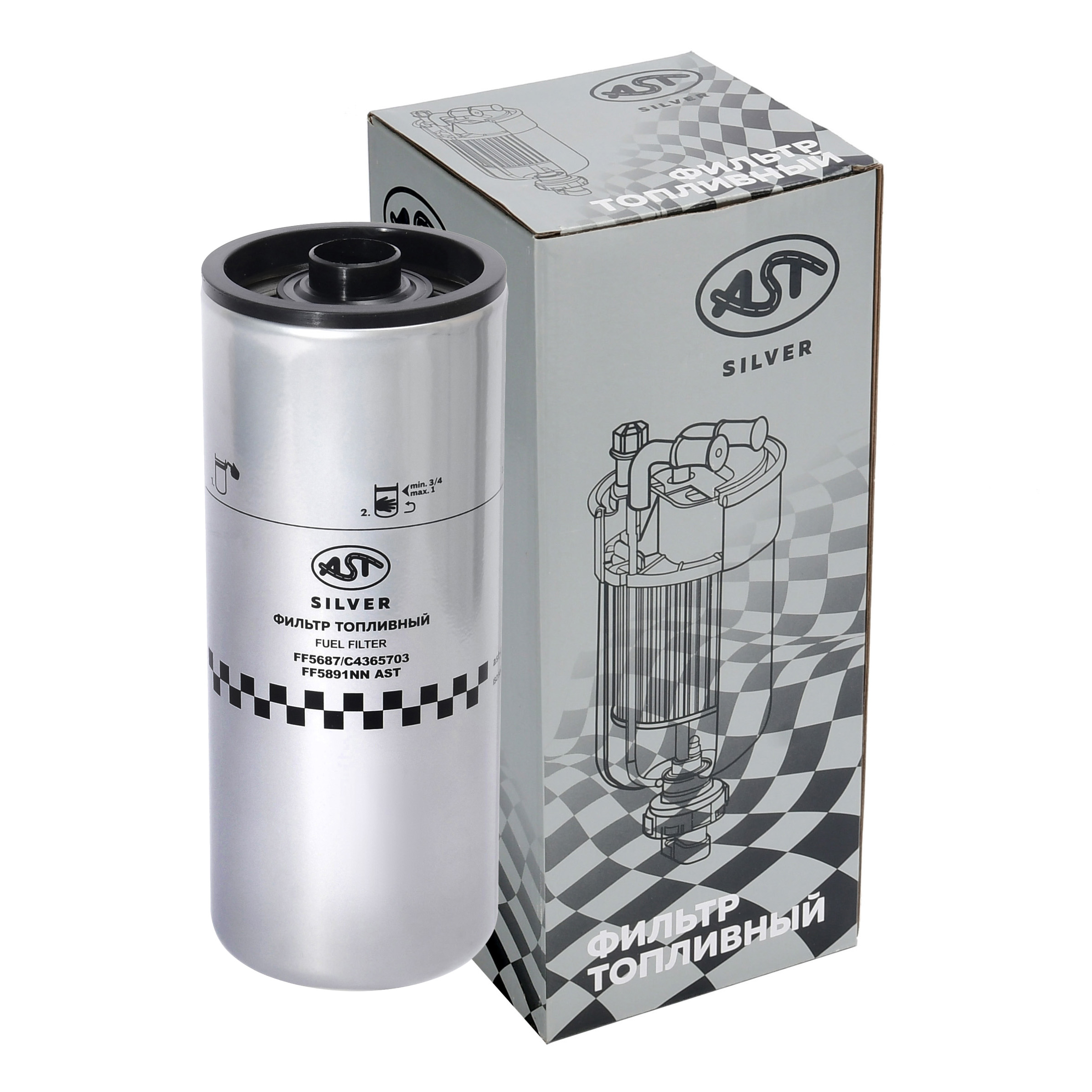 Фильтр топливный DONG FENG GX DFH4180 CUMMINS ISZ14 E5/E6 (AST1660/5472312/4960198/5656318/SN40759/4365703/91FG0/H861WK/C4389070/FF5891NN) AST Silver