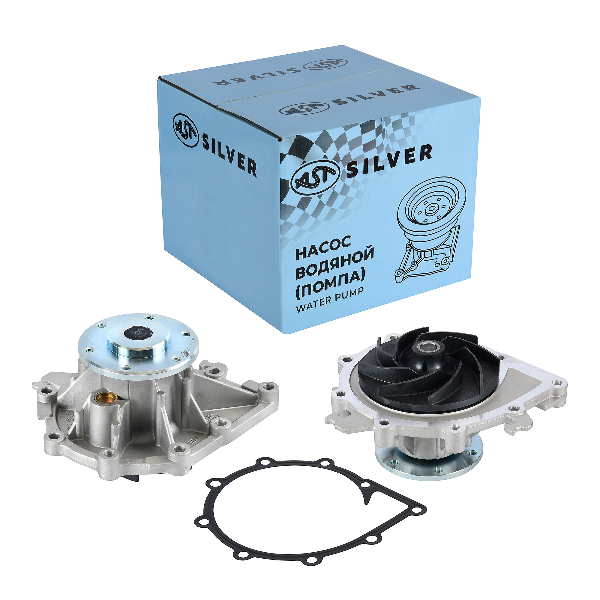 Насос водяной (помпа) MC11/MC13 HOWO T5G/T7H/C7H/G7S/G9H/TX (AST0462021/200V06500-6675/200V06500-6694) OEM AST Silver