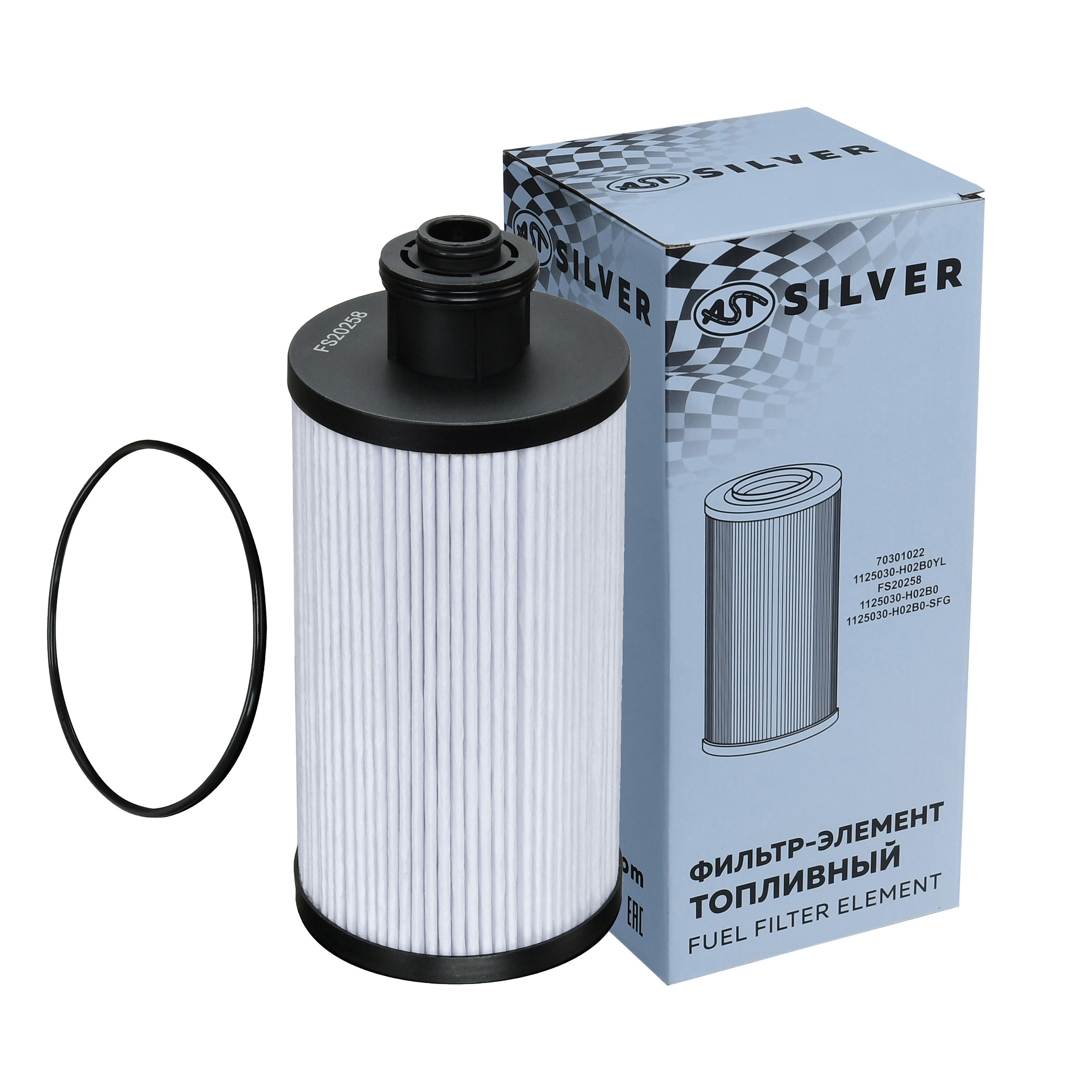 Фильтр-элемент DONG FENG GX топливный (AST1686/70301022/1125030-H02B0YL/FS20258/1125030-H02B0/1125030-H02B0-SFG) AST Silver