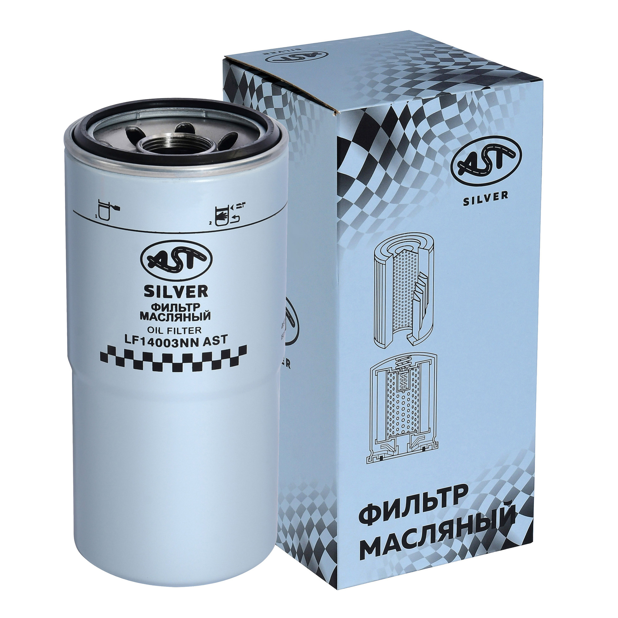 Фильтр масляный DONG FENG GX/FOTON 4180/JAC K7/КАМАЗ-6580 ISG12/ISG14 E6 (AST1620/LF17500/LF17559/LF17526/3694660/LF14003NN/C5465813/3694654) Silver