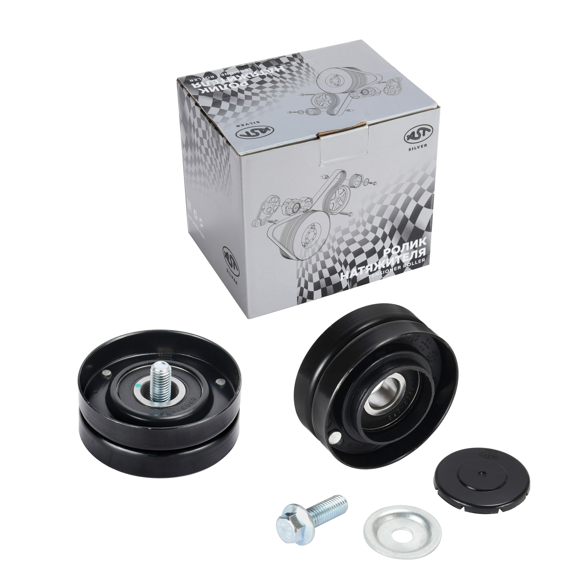 Ролик обводной FAW J5/J6 плоский (AST1356/1023015B36D/1023015-36D) AST Silver