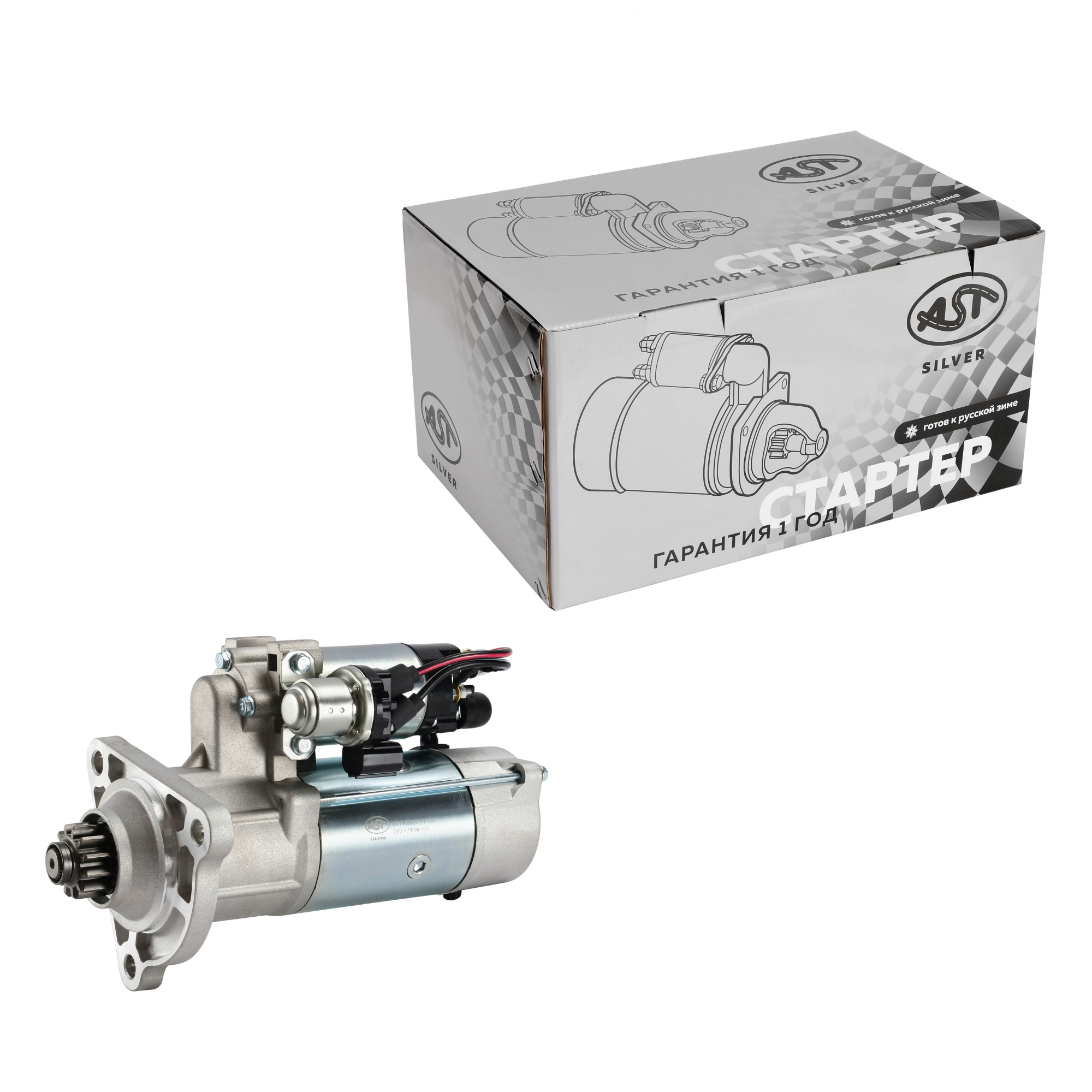 Стартер MC11/13 HOWO T5G/T7H MAN 12 зуб. (AST1403/0986022640/51.26201-7199/51.26201-7284/200V26201-7199) AST Silver