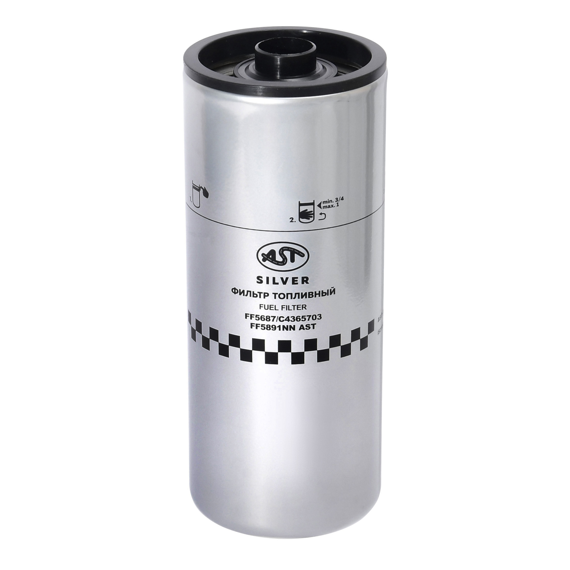 Фильтр топливный DONG FENG GX DFH4180 CUMMINS ISZ14 E5/E6 (AST1660/5472312/4960198/5656318/SN40759/4365703/91FG0/H861WK/C4389070/FF5891NN) AST Silver