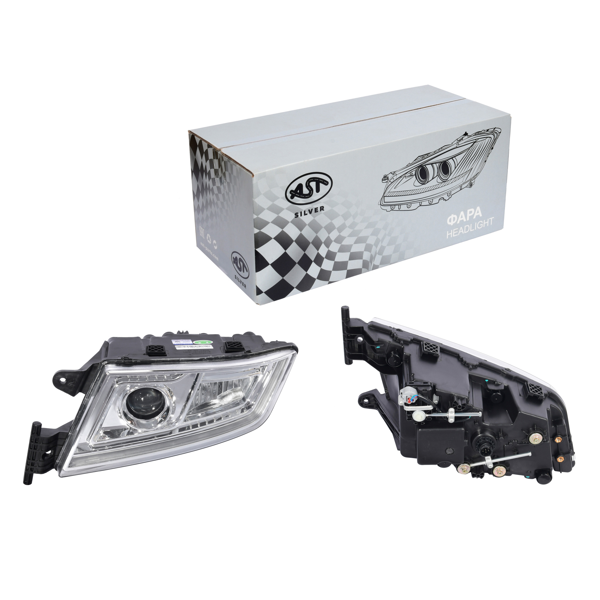 Фара HOWO C7H/G7S/G9H/MAN (эл.корректор) левая FULL LED (AST1565/AZ962272000010/812W25101-6021) OEM AST Silver