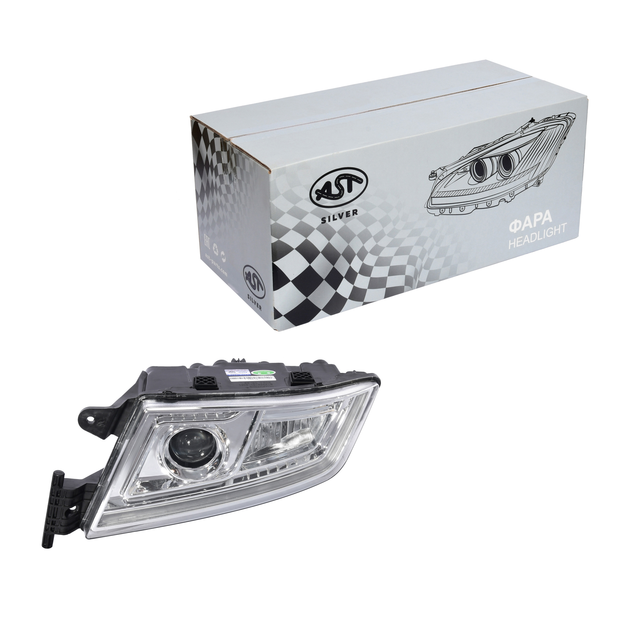 Фара HOWO C7H/G7S/G9H/MAN (эл.корректор) левая FULL LED (AST1565/AZ962272000010/812W25101-6021) OEM AST Silver